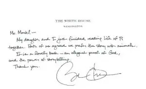 نامه اوباما به یان مارتل برای زندگی پی